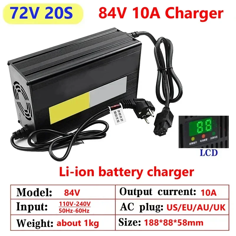 شاحن سريع ببطارية ليثيوم ، شاش - مراجعة 84V 20A Smart Charger وسعره
