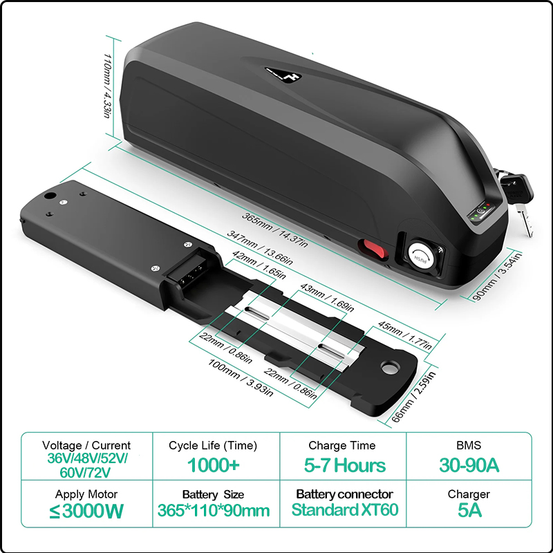 بطارية دراجة كهربائية 48 فولت  - مراجعة 72V 50Ah 21700 Lithium Battery وسعره
